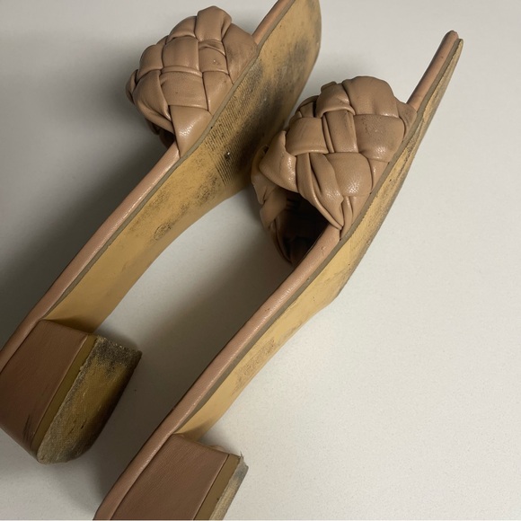 Nude Apricot Braided Design Chunky Mules Open Toe Sandals Women's Size 8.5 - Picture 7 of 8